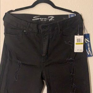 NWT Seven Jeans, black ripped skinny jeans